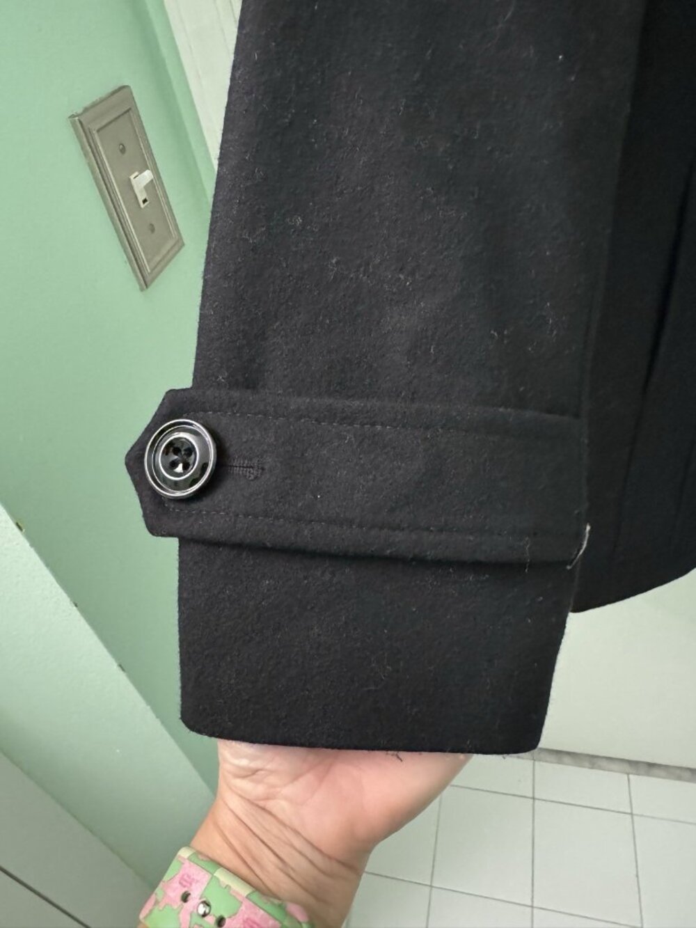 Anne Klein Women’s Wool Peacoat Black L Double Breasted 60% Wool - Picture 4 of 7